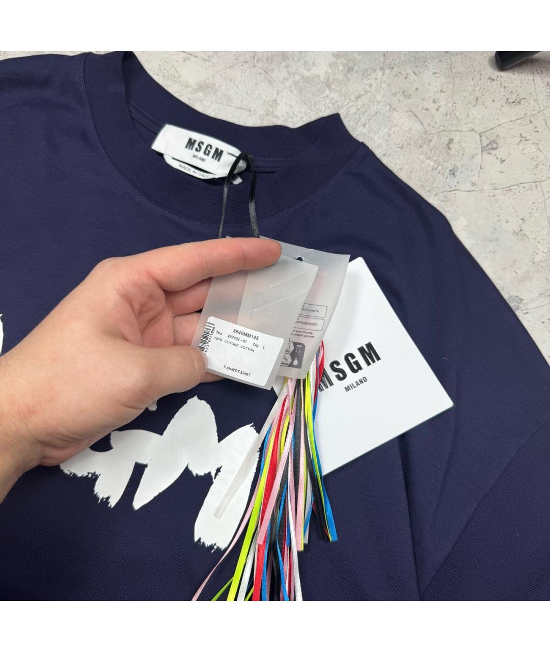 MSGM Синяя хлопковая футболка, фото 3