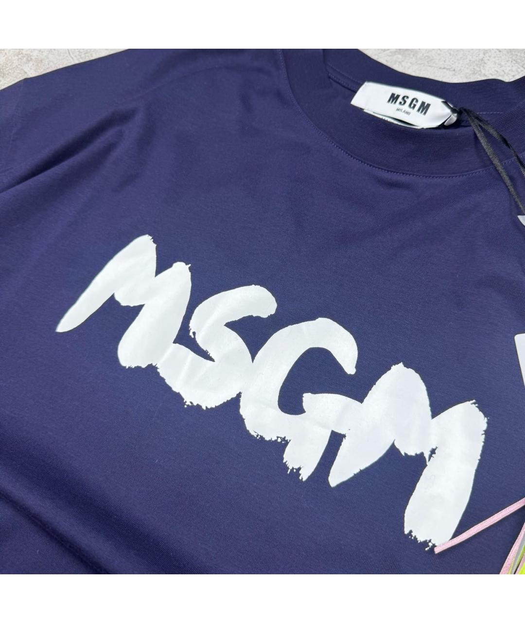MSGM Синяя хлопковая футболка, фото 2