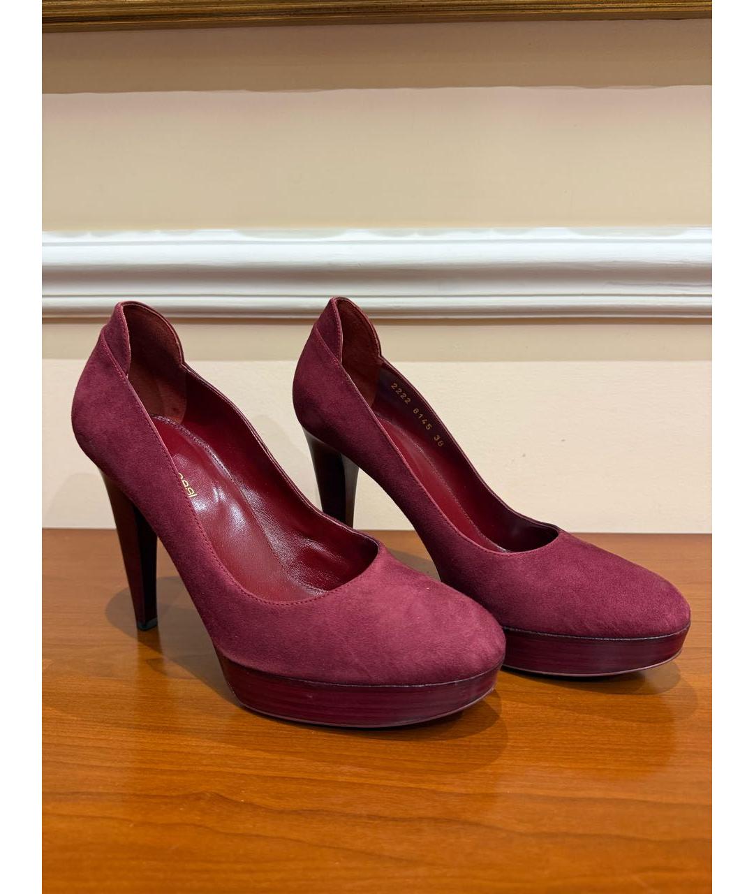 SERGIO ROSSI Бордовые замшевые туфли, фото 2