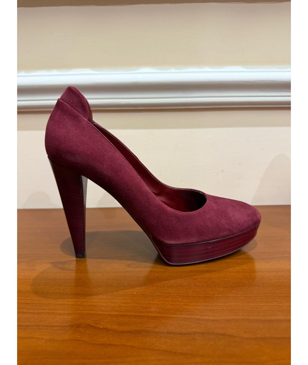 SERGIO ROSSI Бордовые замшевые туфли, фото 5