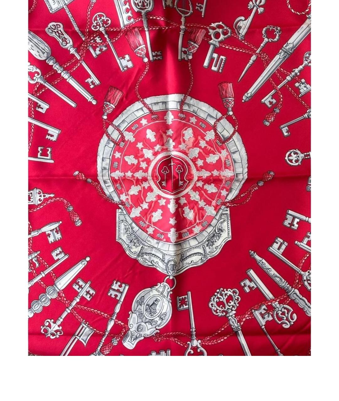 HERMES Бордовый шелковый платок, фото 1