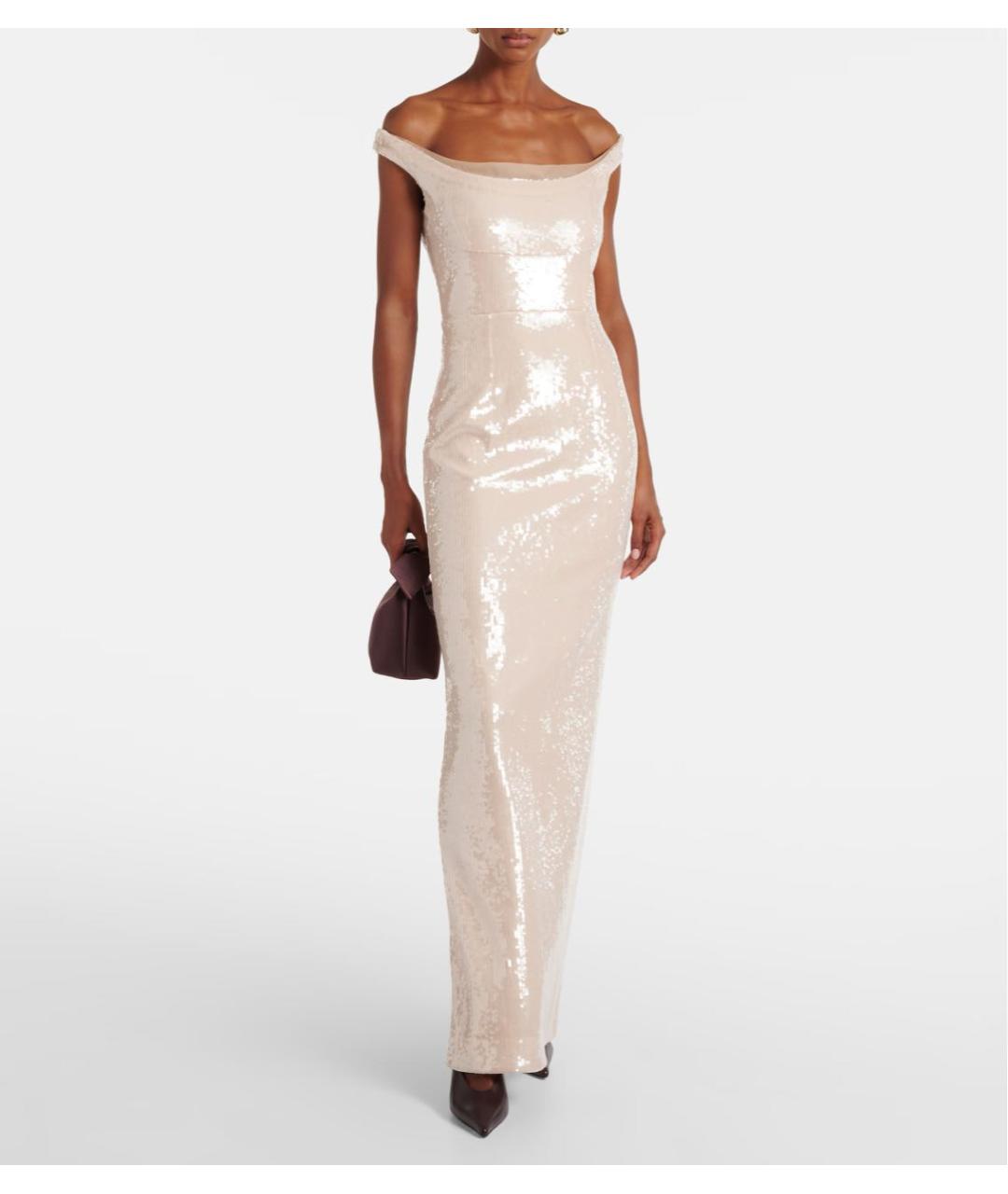 ROLAND MOURET Бежевое полиэстеровое коктейльное платье, фото 2