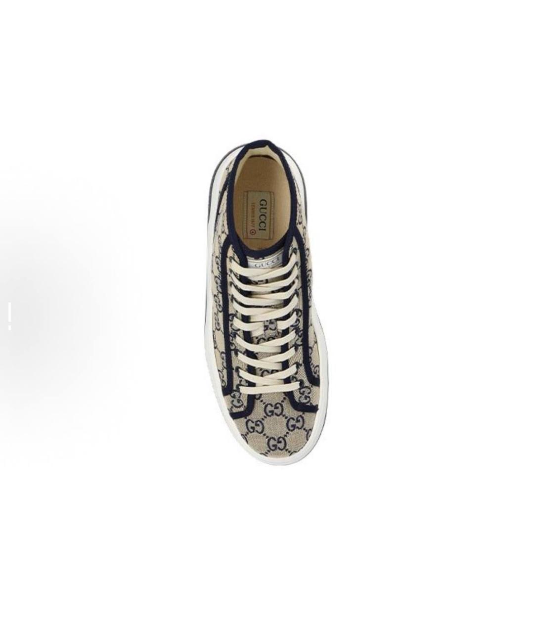 GUCCI Бежевые текстильные высокие кроссовки / кеды, фото 3