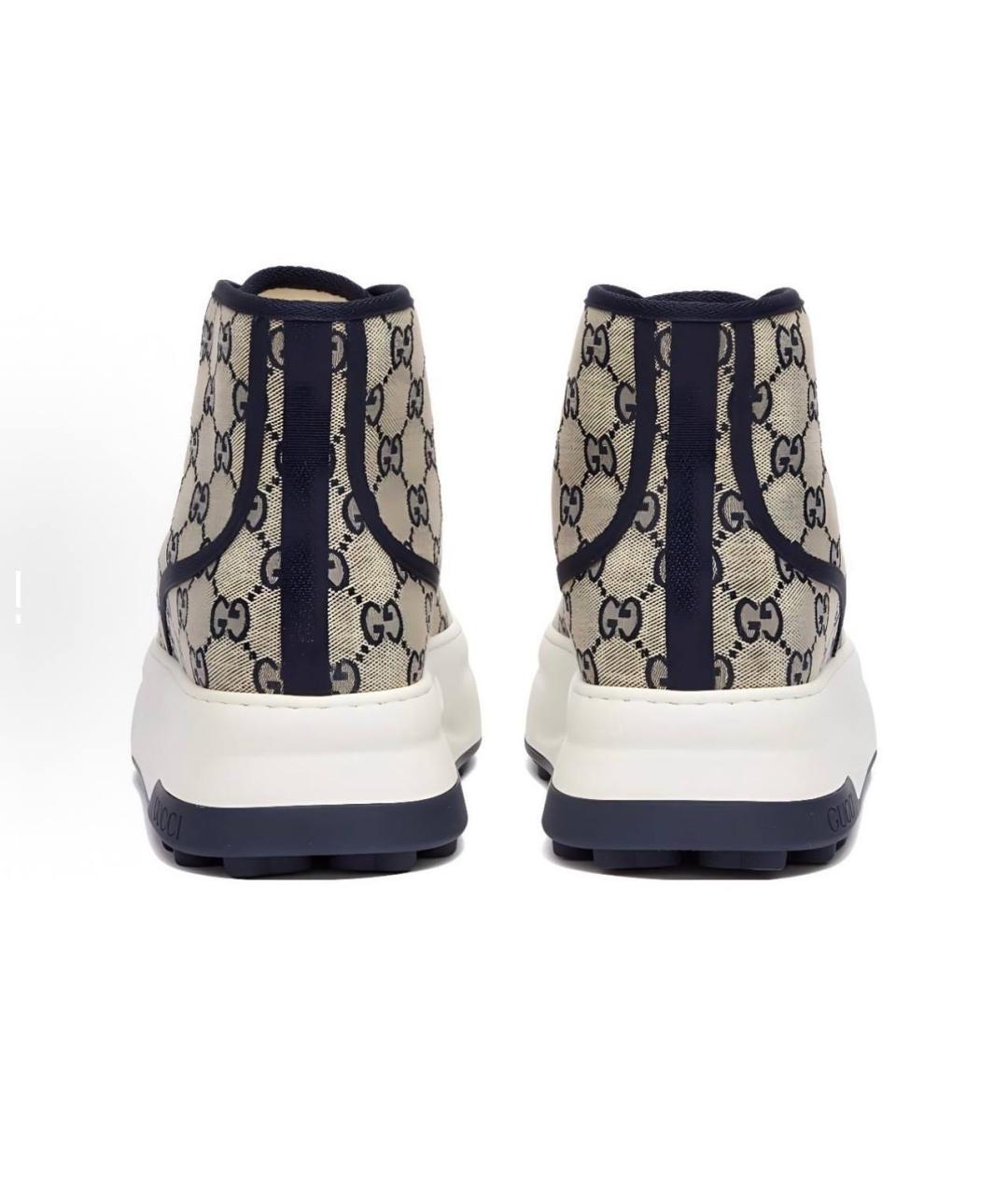 GUCCI Бежевые текстильные высокие кроссовки / кеды, фото 4