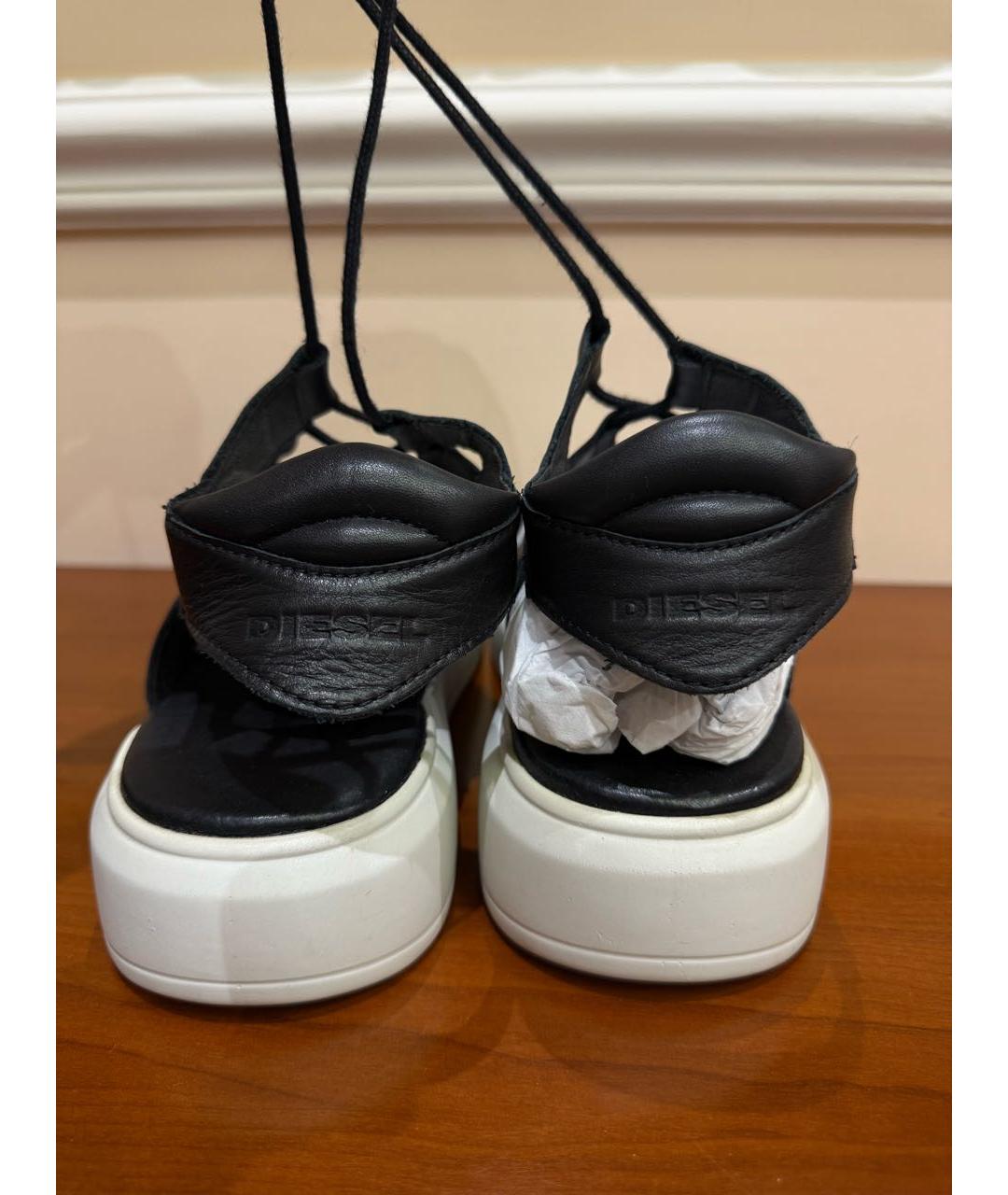 DIESEL Черные кожаные сандалии, фото 4