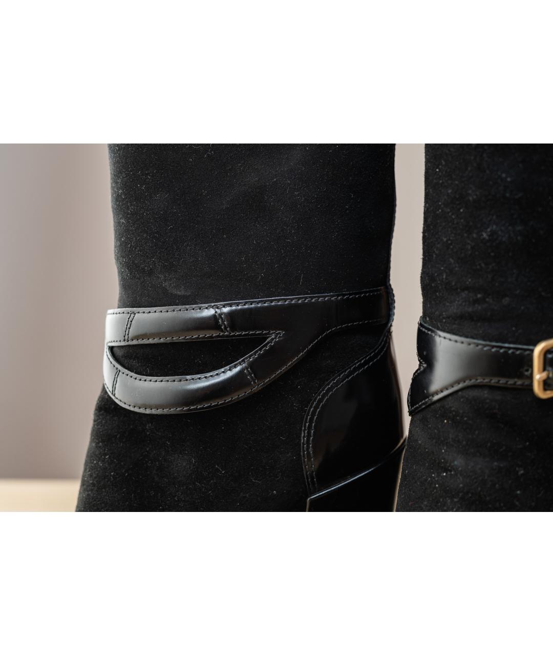 SAINT LAURENT Черные замшевые сапоги, фото 4