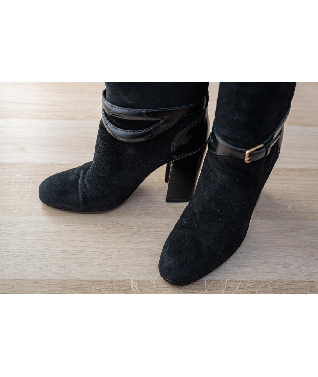 SAINT LAURENT Черные замшевые сапоги, фото 2