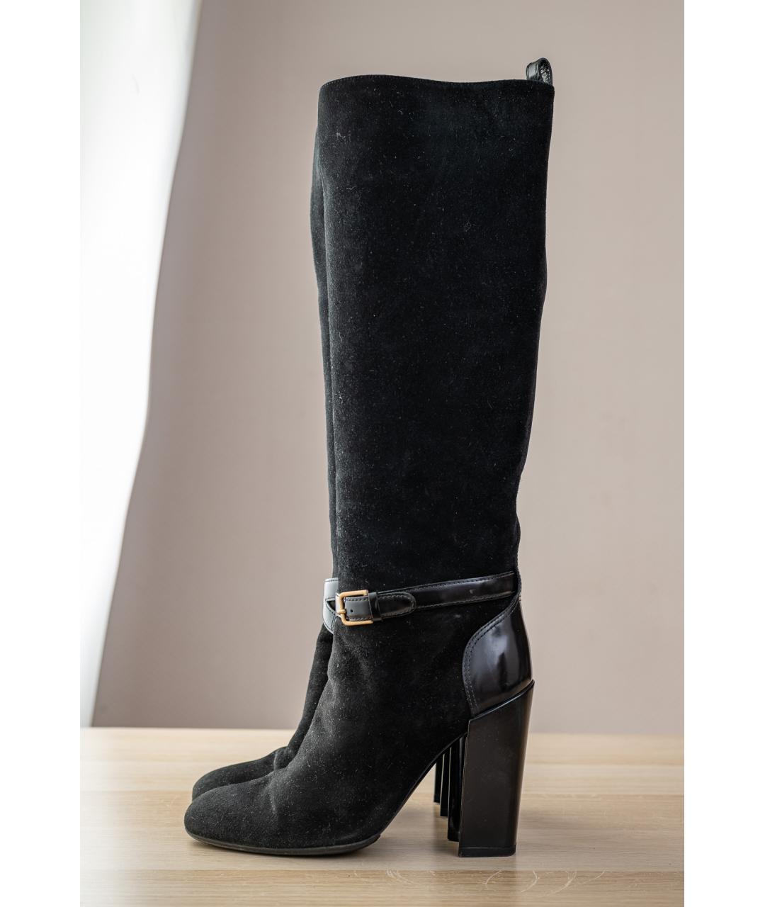 SAINT LAURENT Черные замшевые сапоги, фото 6