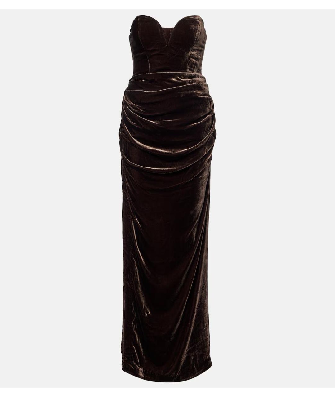 ROTATE Коричневое вискозное коктейльное платье, фото 5
