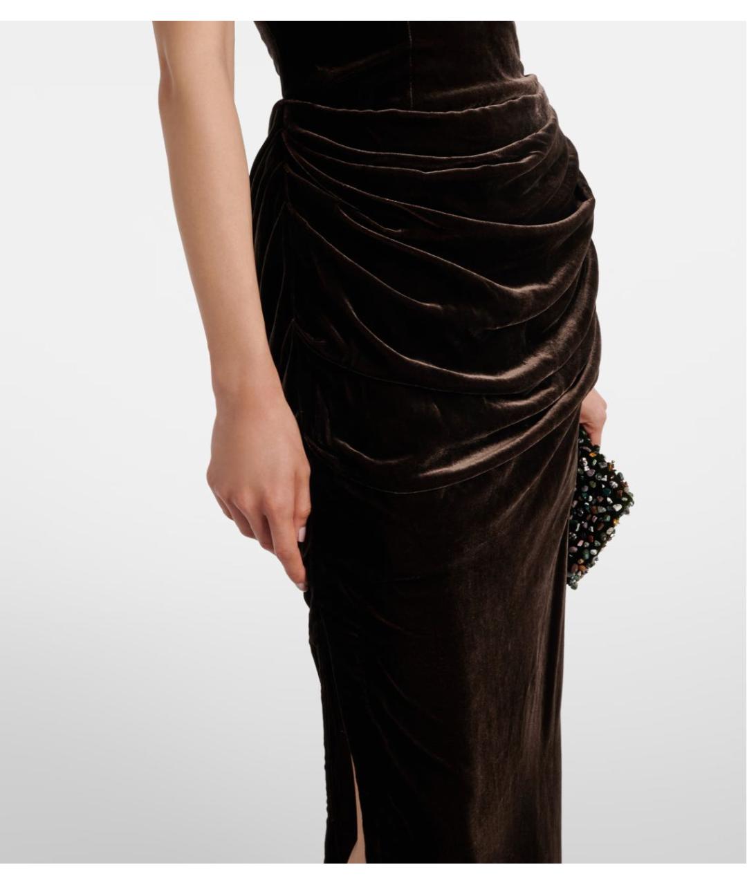 ROTATE Коричневое вискозное коктейльное платье, фото 4