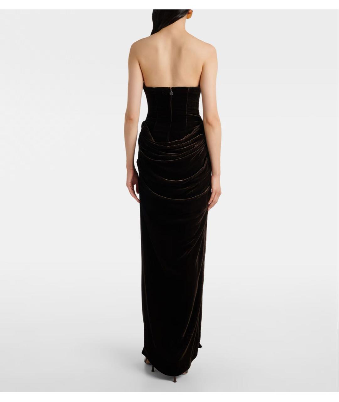 ROTATE Коричневое вискозное коктейльное платье, фото 3