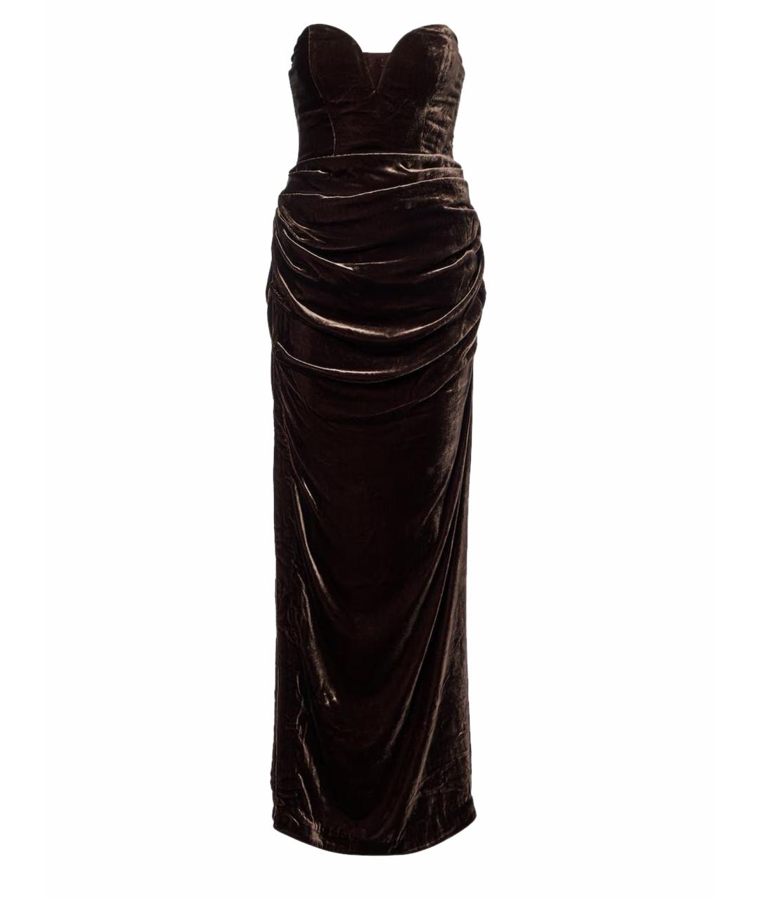 ROTATE Коричневое вискозное коктейльное платье, фото 1