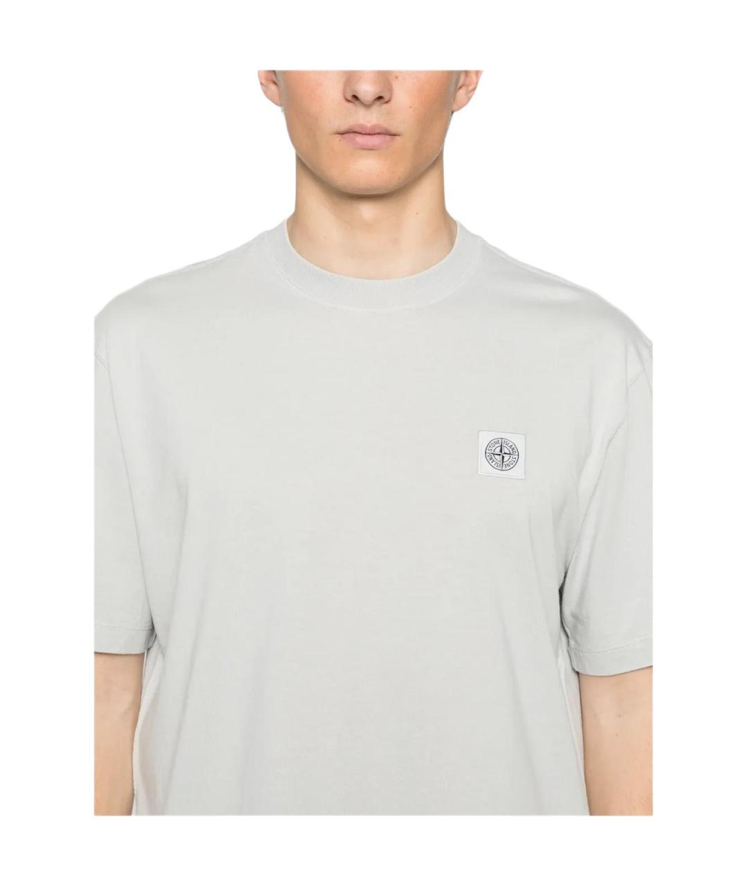 STONE ISLAND Серая хлопковая футболка, фото 5