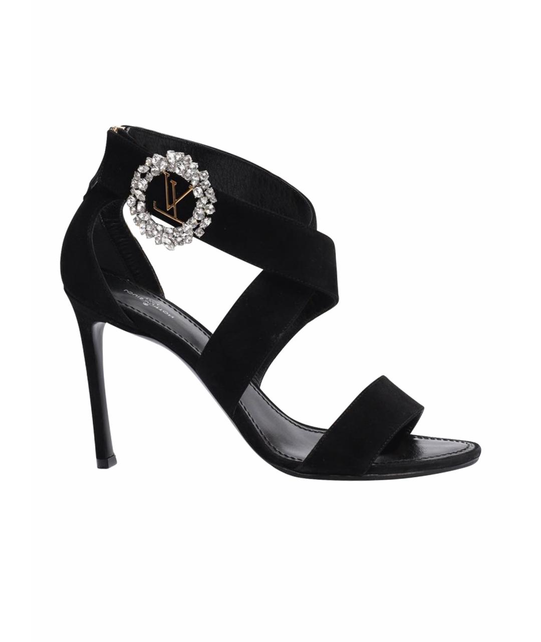 LOUIS VUITTON Черные замшевые босоножки, фото 1