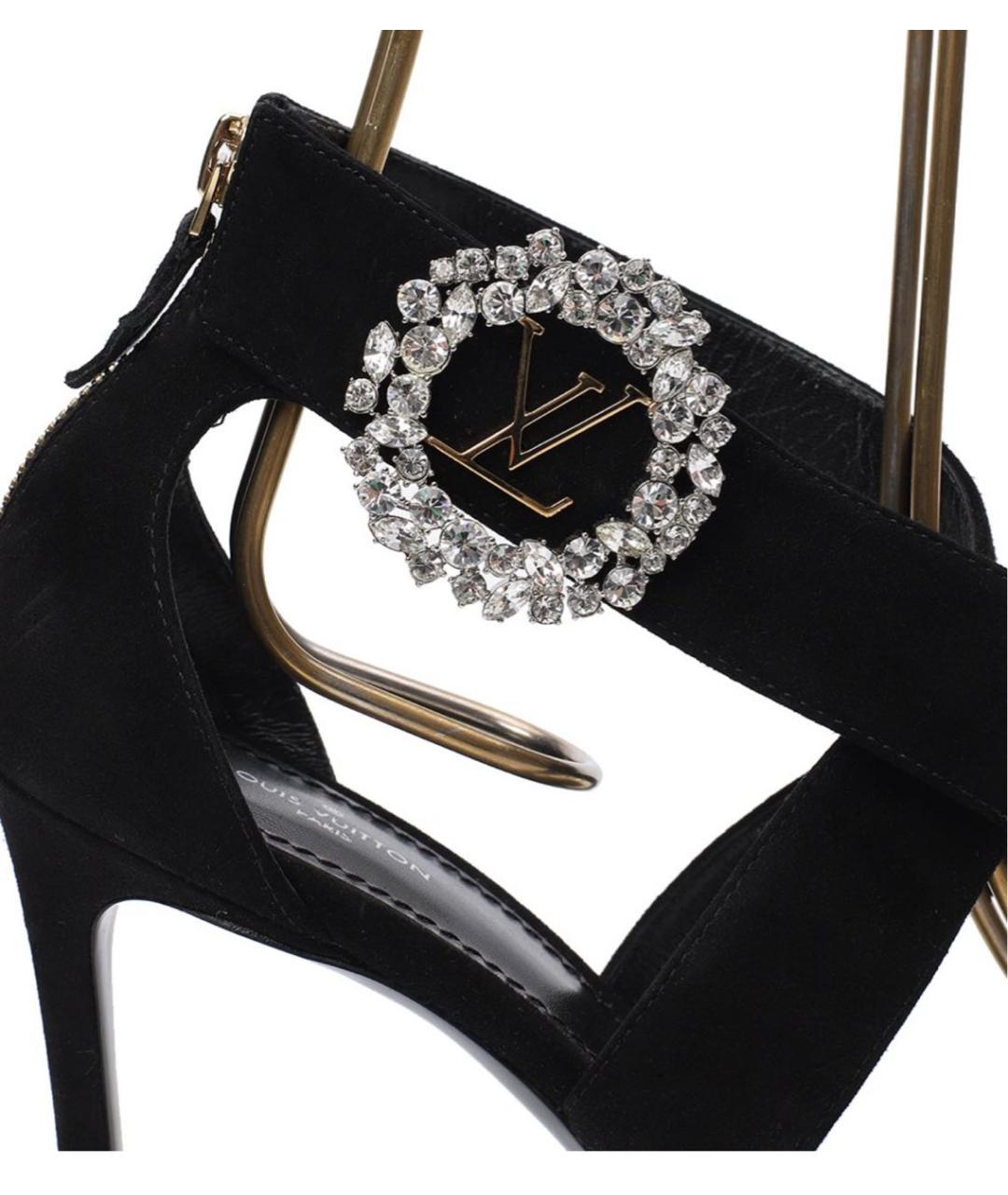 LOUIS VUITTON Черные замшевые босоножки, фото 8