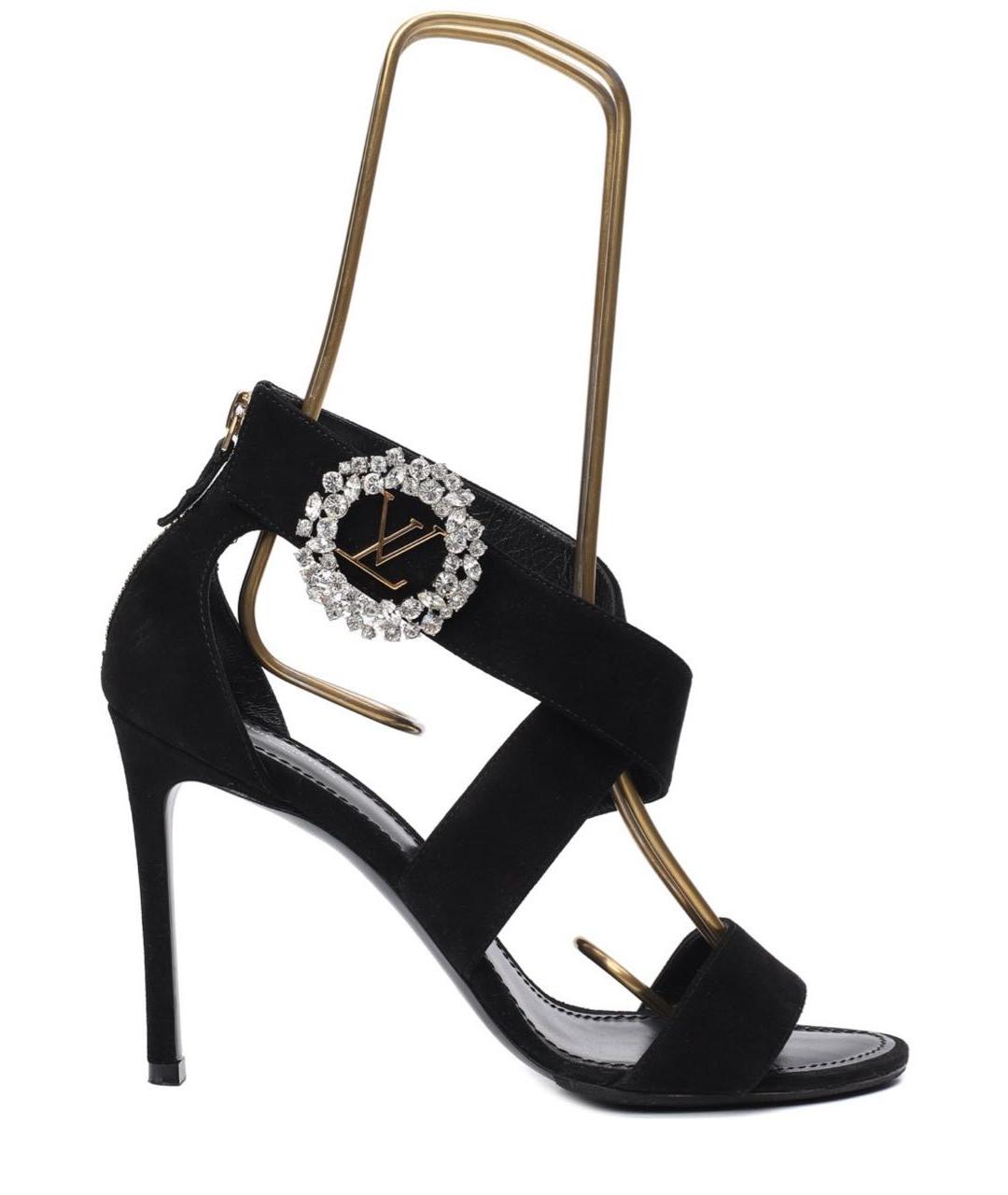 LOUIS VUITTON Черные замшевые босоножки, фото 7