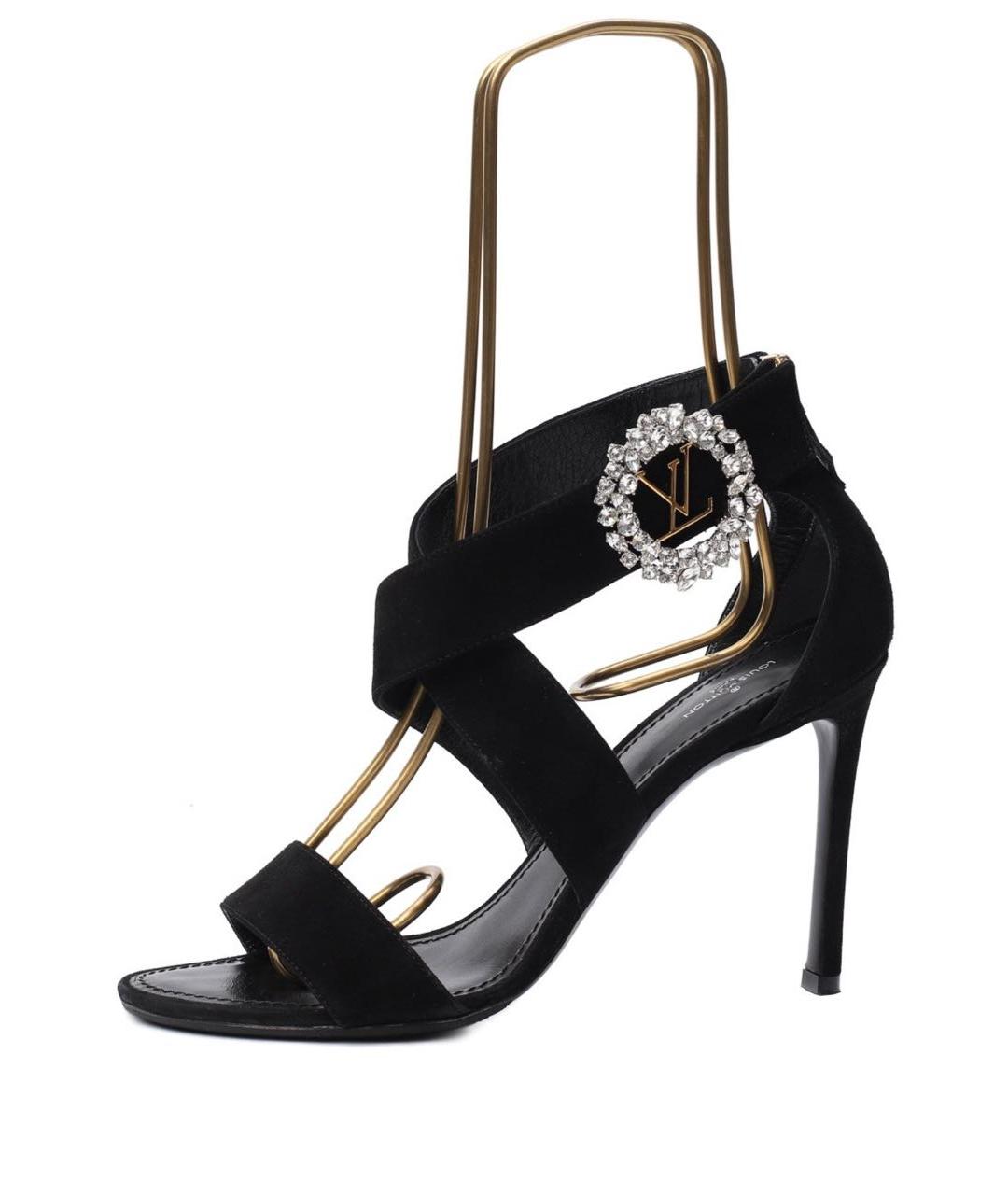 LOUIS VUITTON Черные замшевые босоножки, фото 9