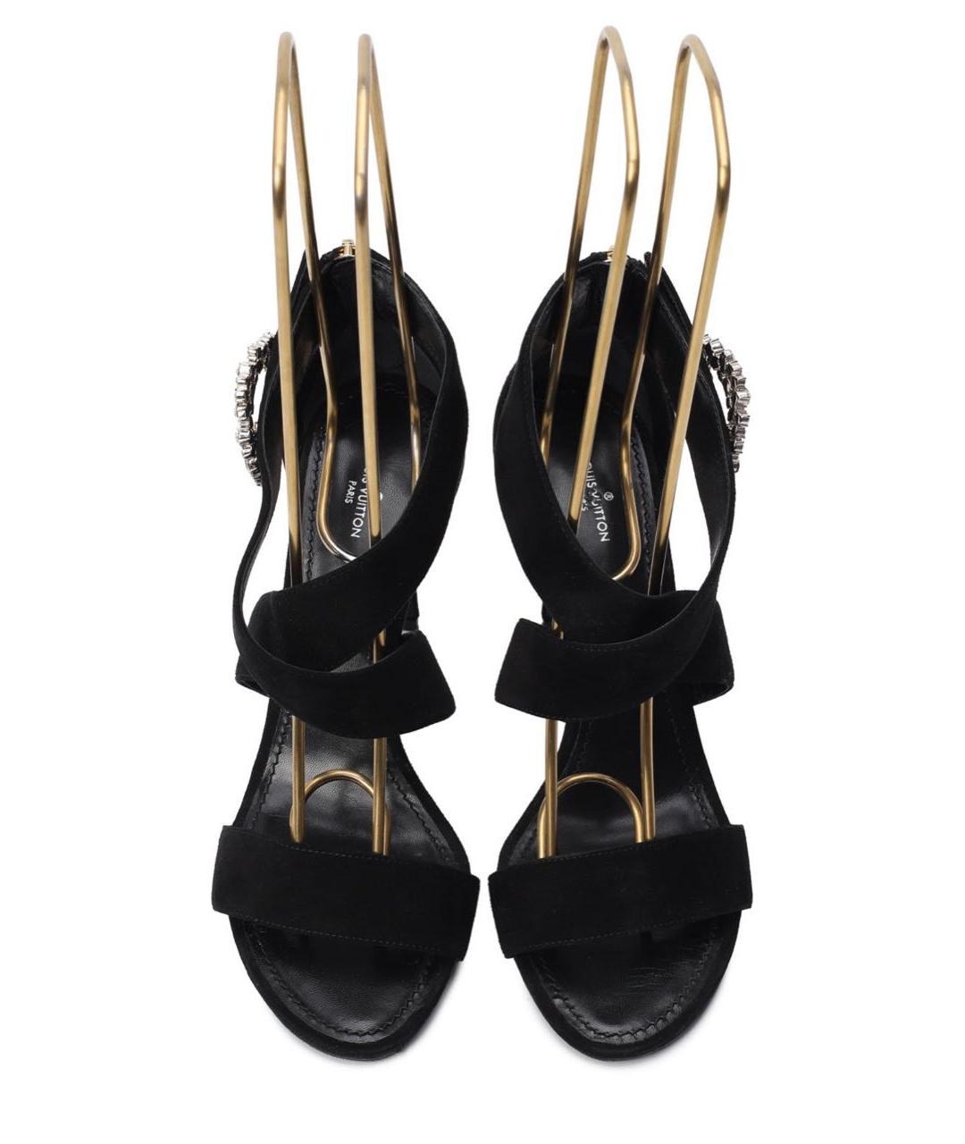 LOUIS VUITTON Черные замшевые босоножки, фото 3