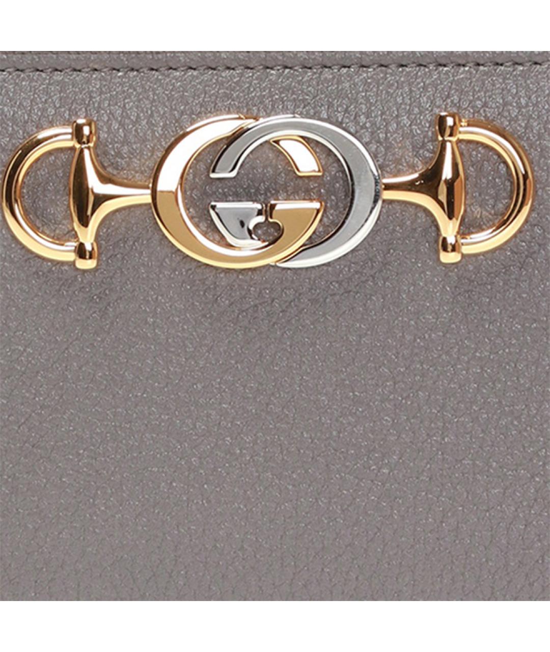GUCCI Серый кожаный кошелек, фото 5