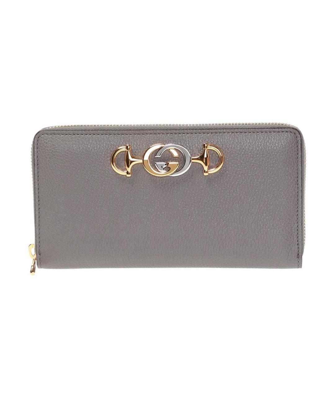 GUCCI Серый кожаный кошелек, фото 1