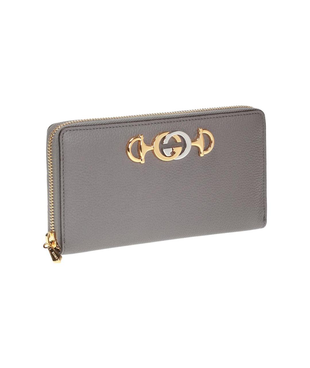GUCCI Серый кожаный кошелек, фото 2