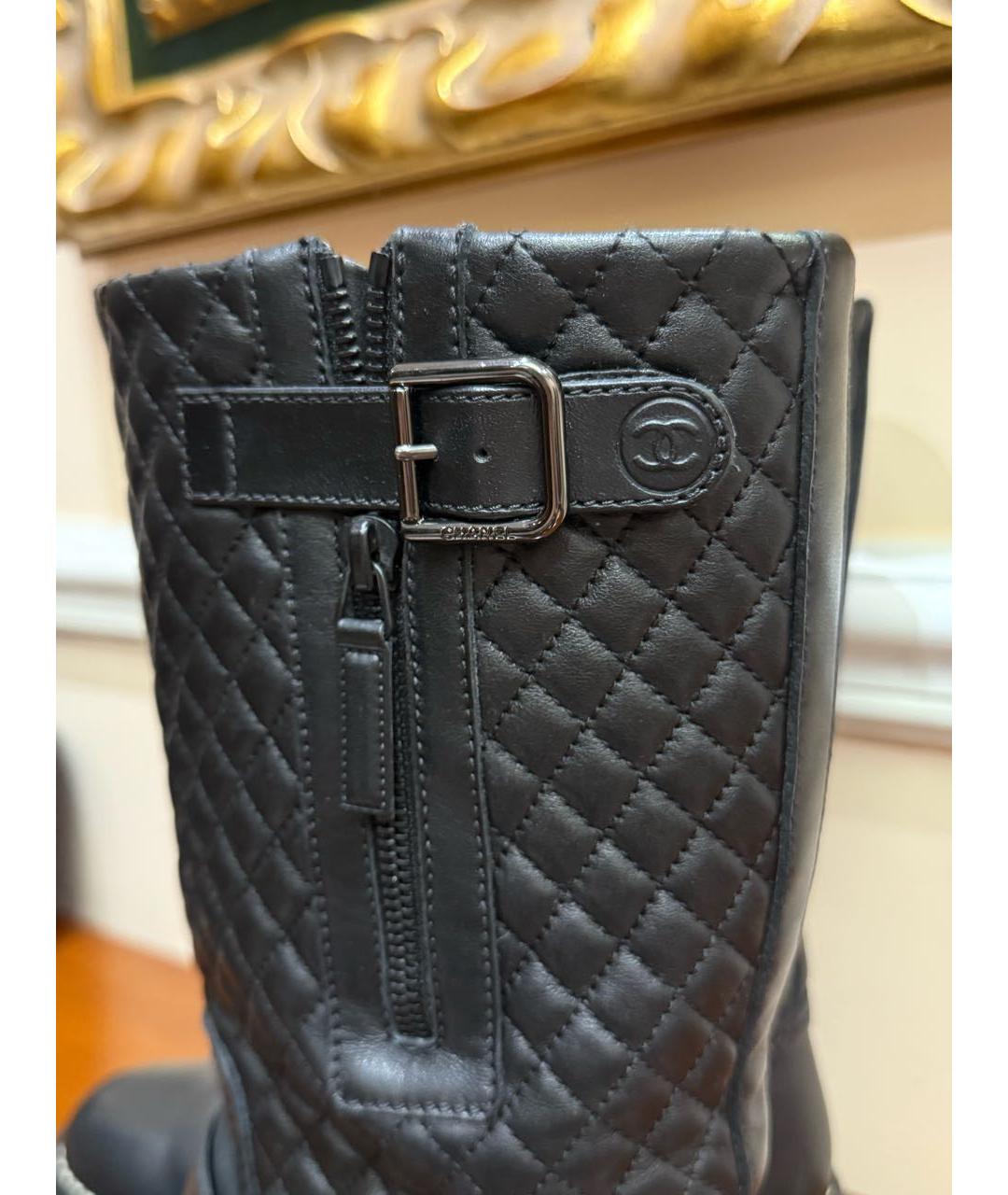 CHANEL Черные кожаные сапоги, фото 5