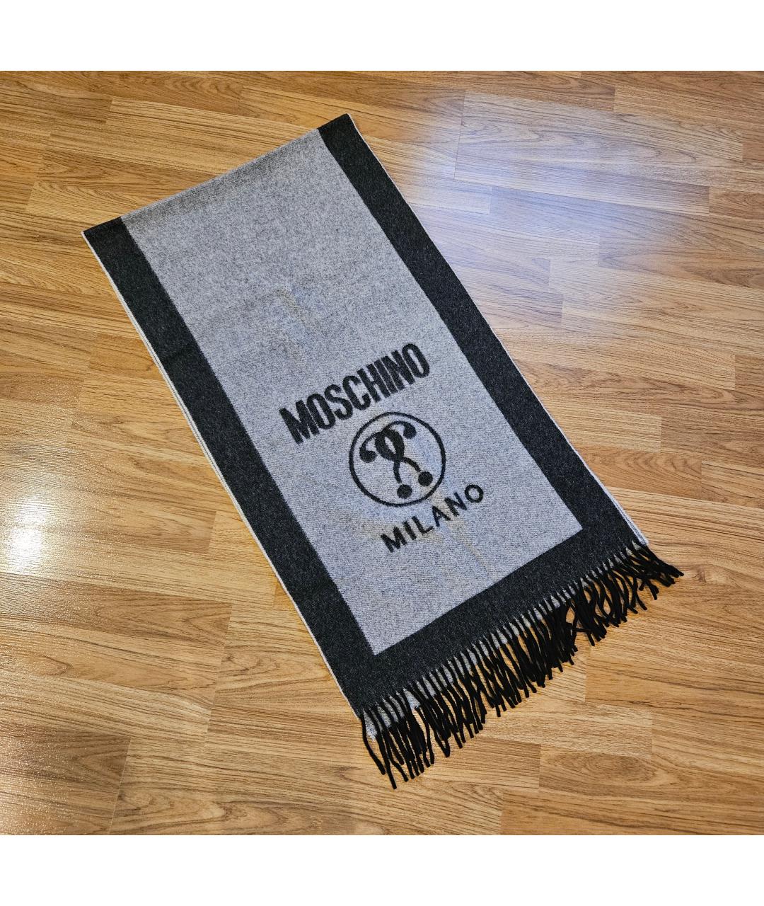 MOSCHINO Серый шерстяной шарф, фото 3