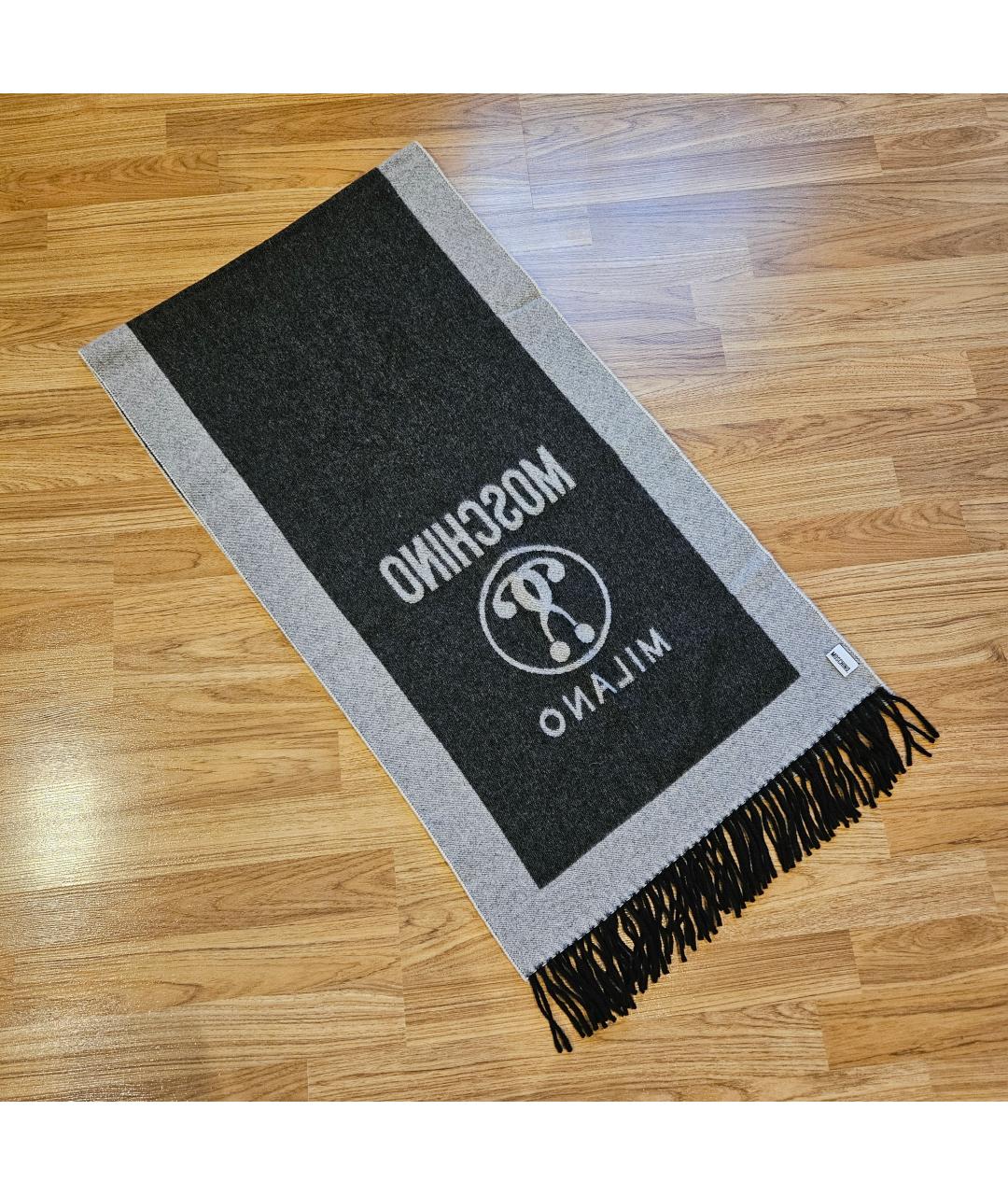 MOSCHINO Серый шерстяной шарф, фото 5