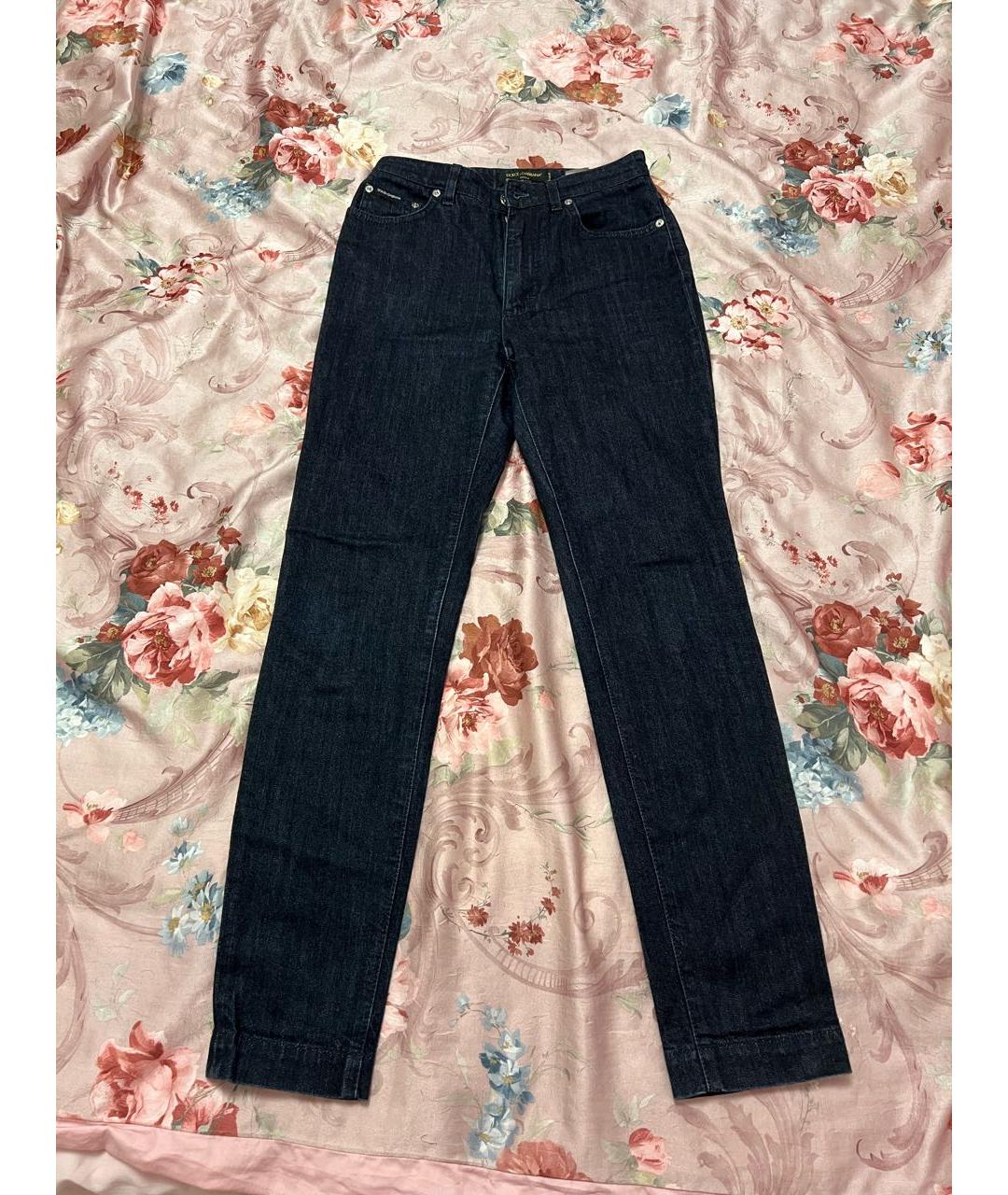 DOLCE&GABBANA Темно-синие хлопко-эластановые джинсы слим, фото 8