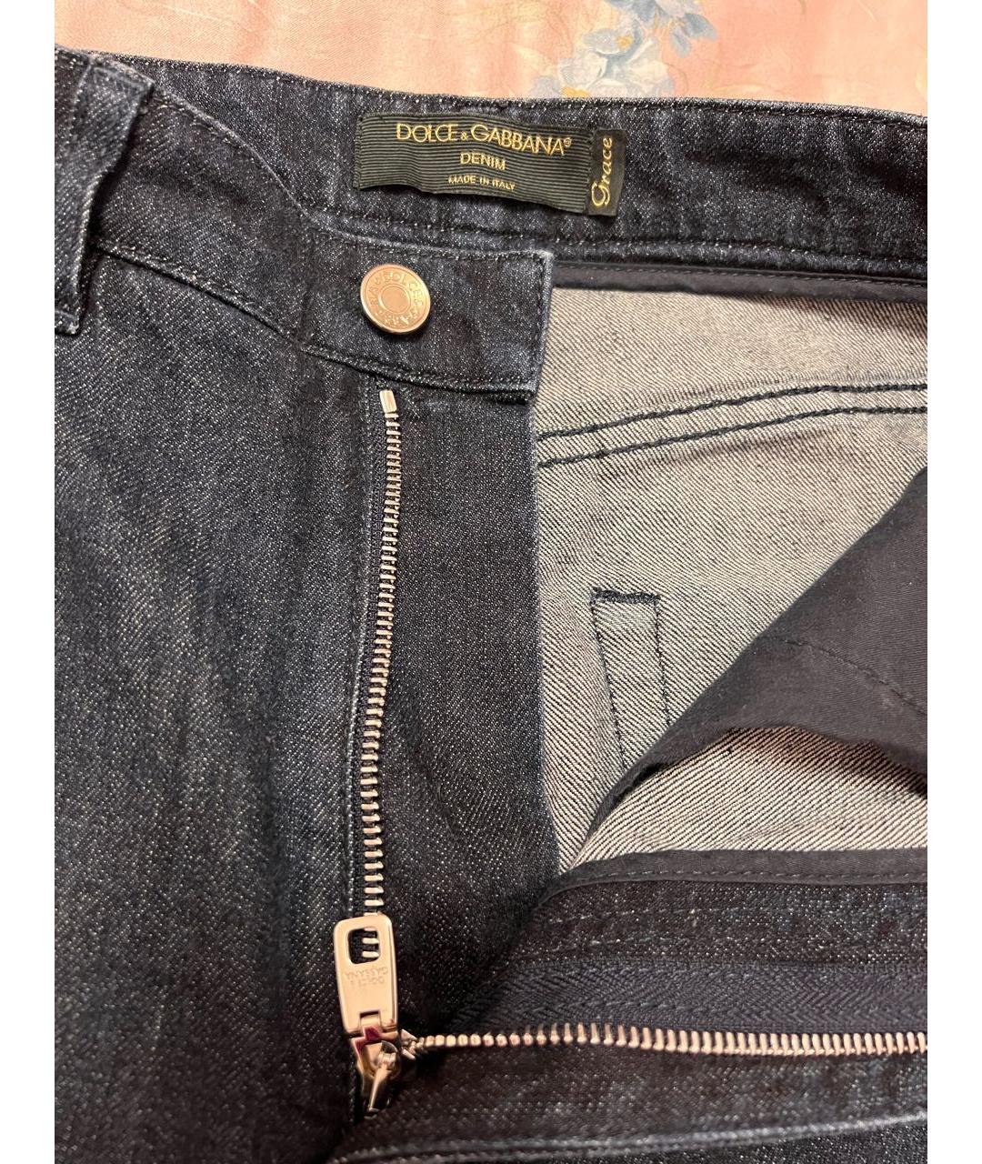 DOLCE&GABBANA Темно-синие хлопко-эластановые джинсы слим, фото 4