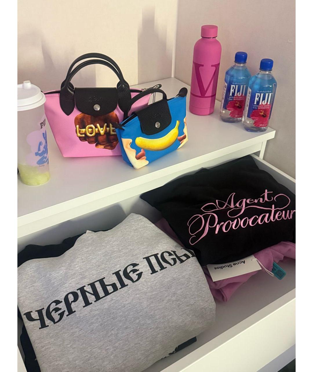 LONGCHAMP Голубая тканевая сумка с короткими ручками, фото 5