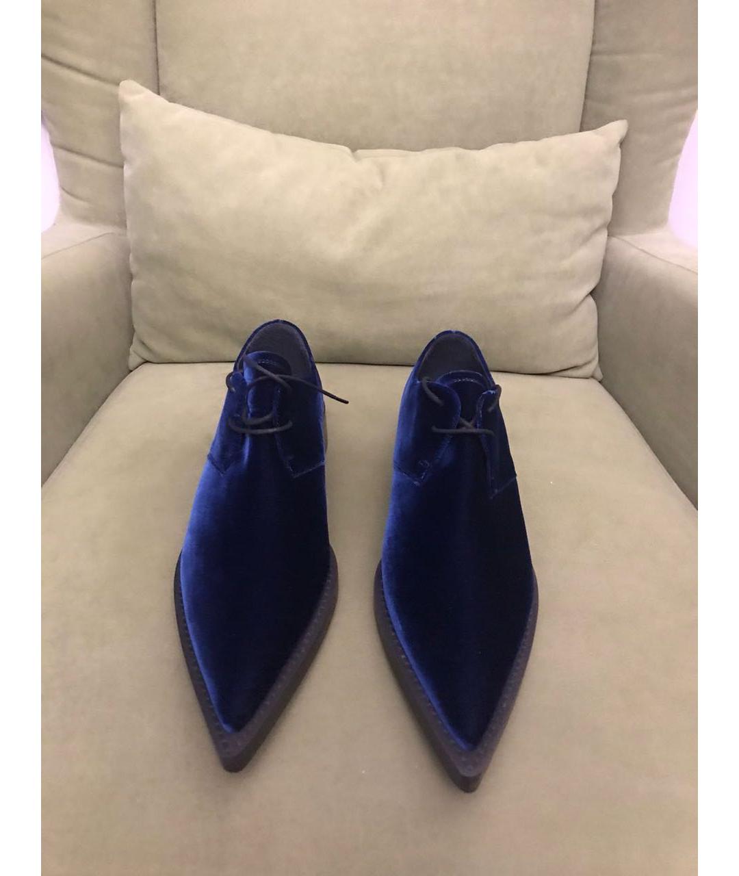 MM6 MAISON MARGIELA Темно-синие бархатные брогги и оксфорды, фото 2