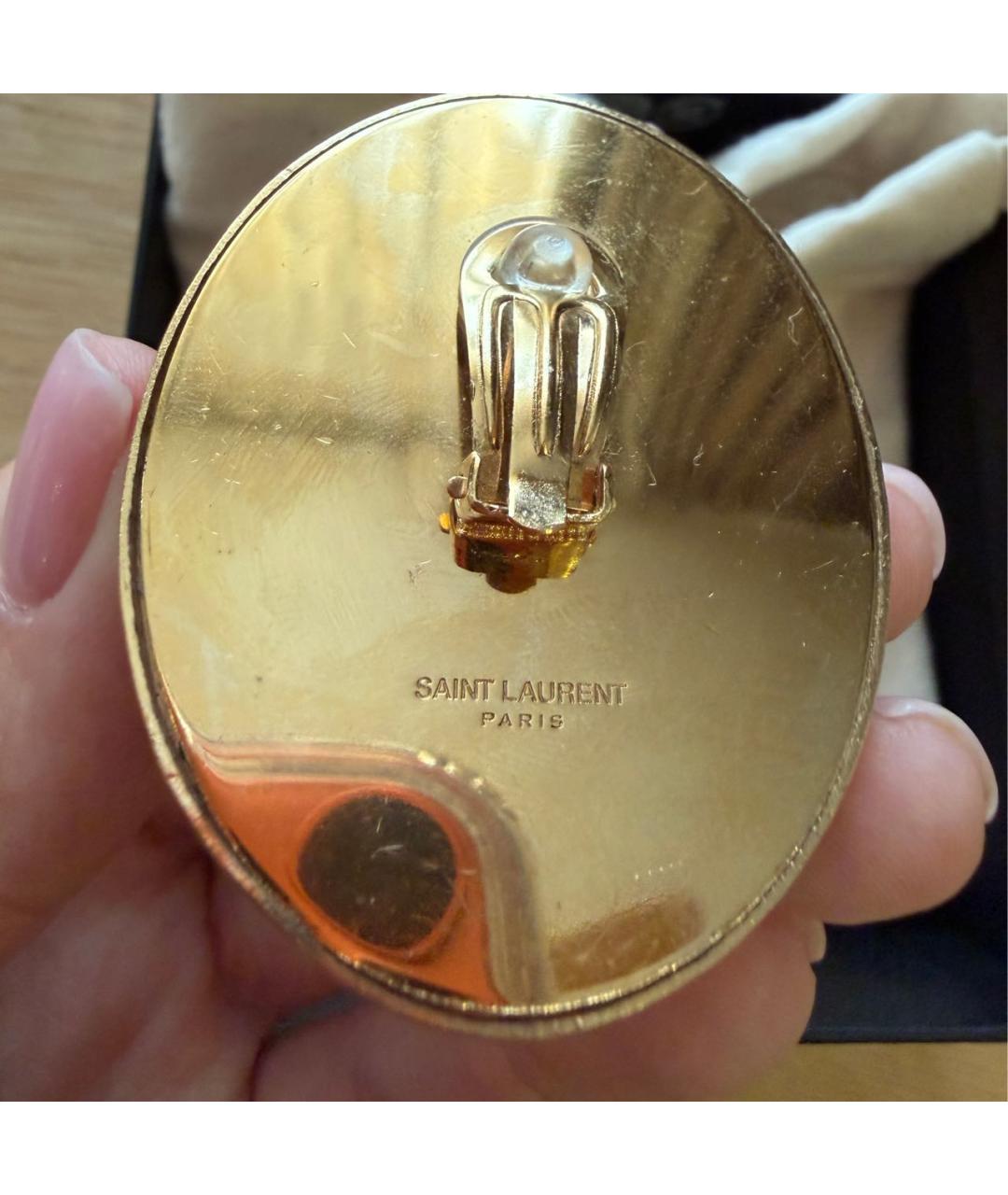 SAINT LAURENT Золотые металлические клипсы, фото 4