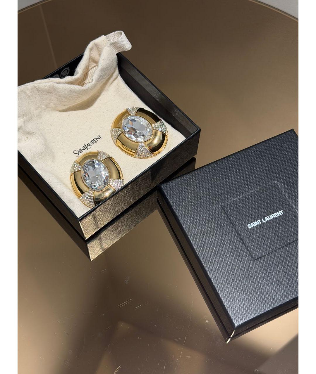 SAINT LAURENT Золотые металлические клипсы, фото 3