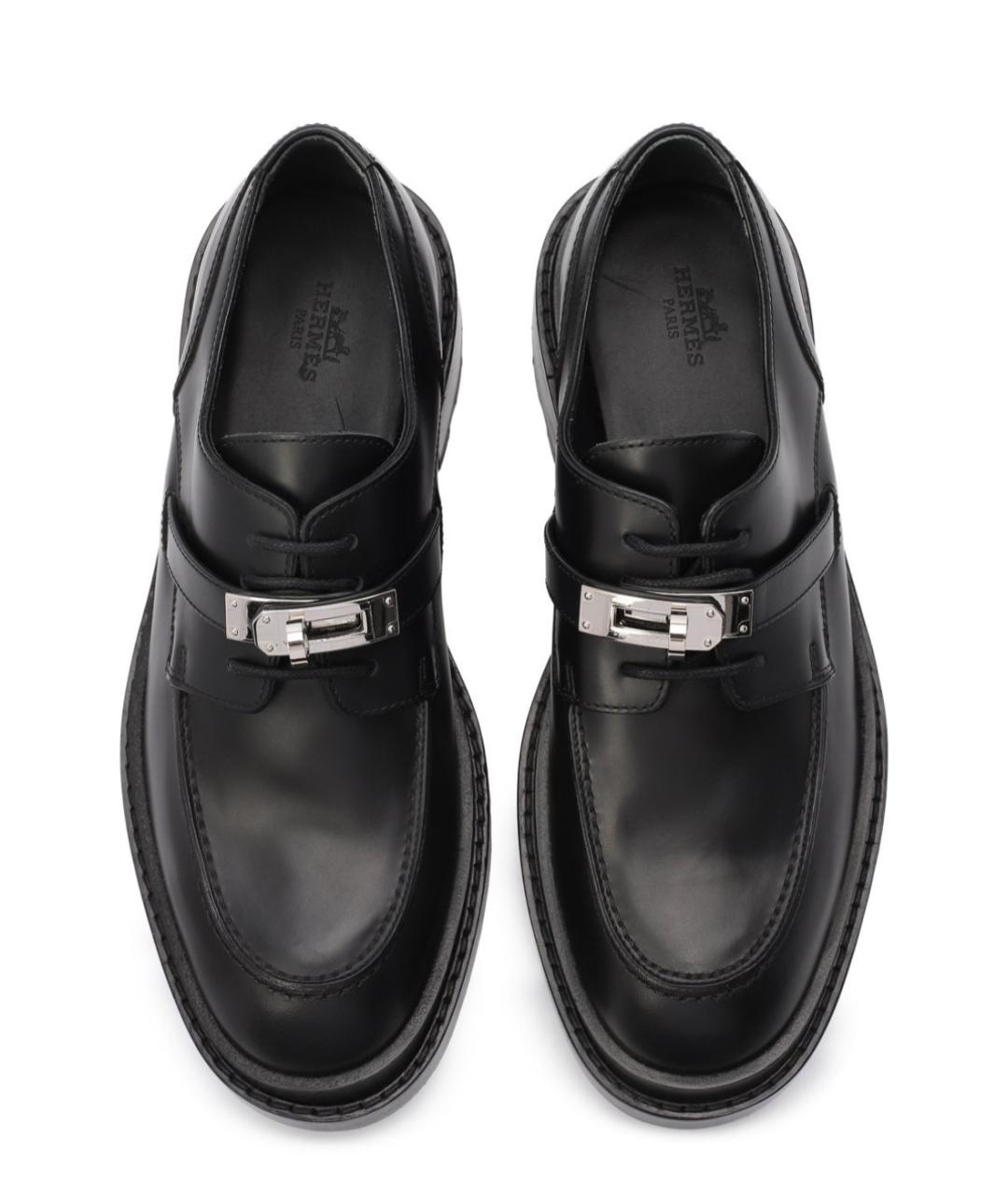 HERMES Черные кожаные брогги и оксфорды, фото 3