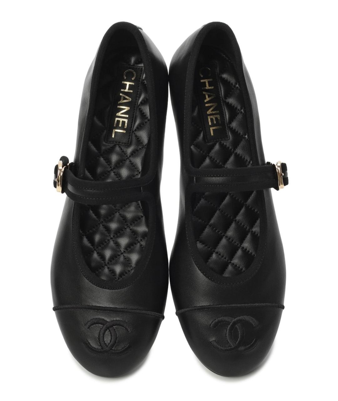 CHANEL Черные кожаные балетки, фото 3