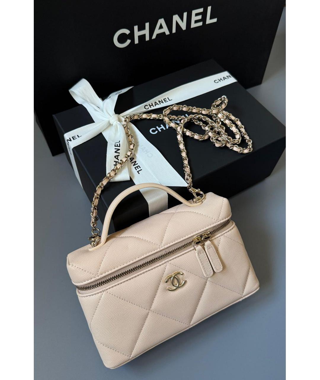 CHANEL Бежевая кожаная сумка через плечо, фото 2