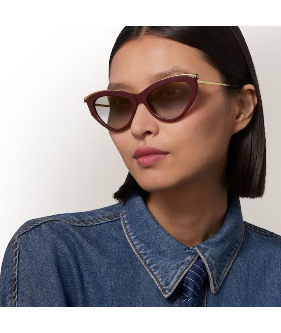CARTIER Бордовые пластиковые солнцезащитные очки, фото 3