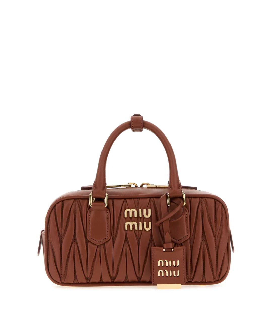 MIU MIU Коралловая кожаная сумка с короткими ручками, фото 1