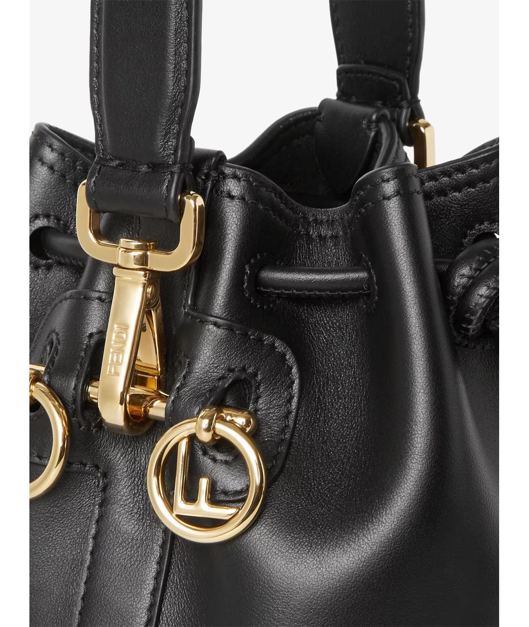 FENDI Черная кожаная сумка с короткими ручками, фото 5