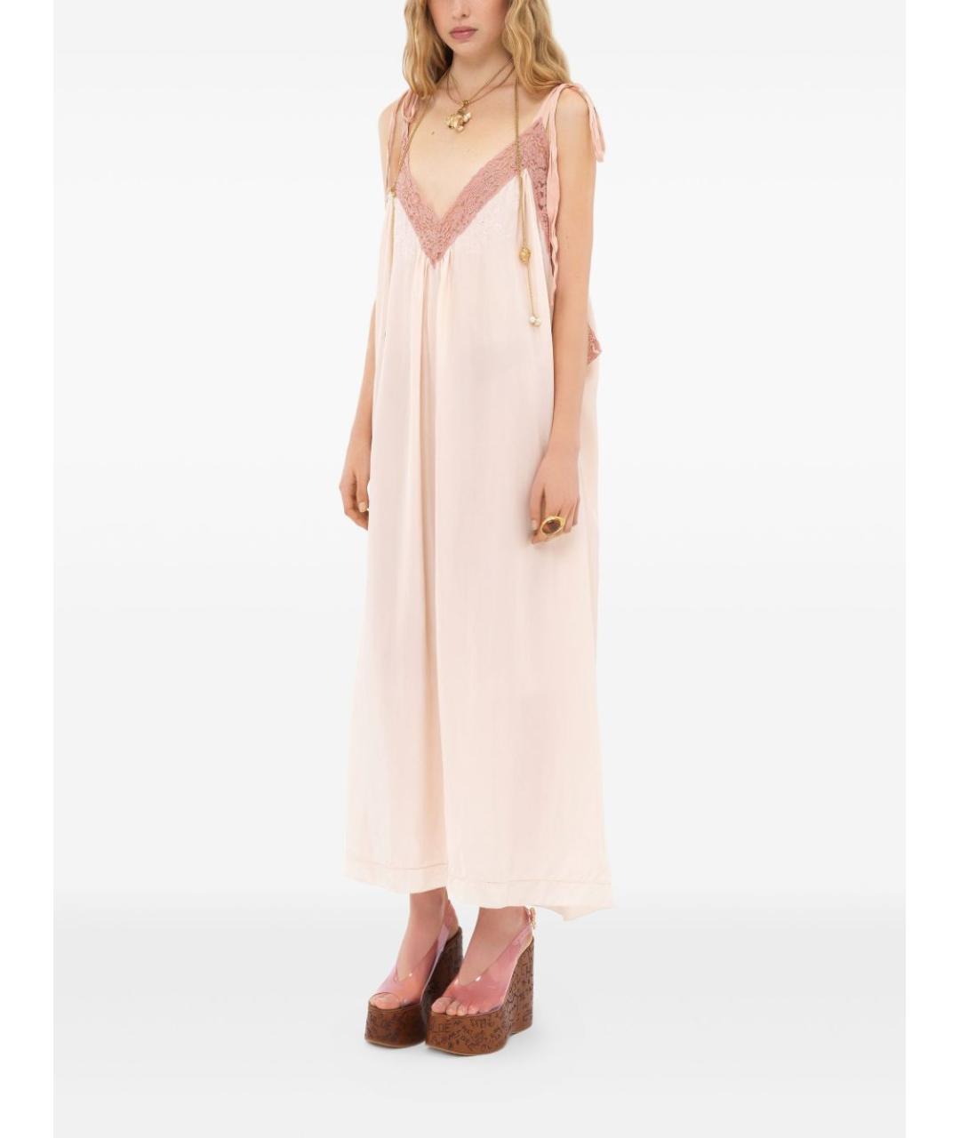 CHLOE Розовое шелковое повседневное платье, фото 3