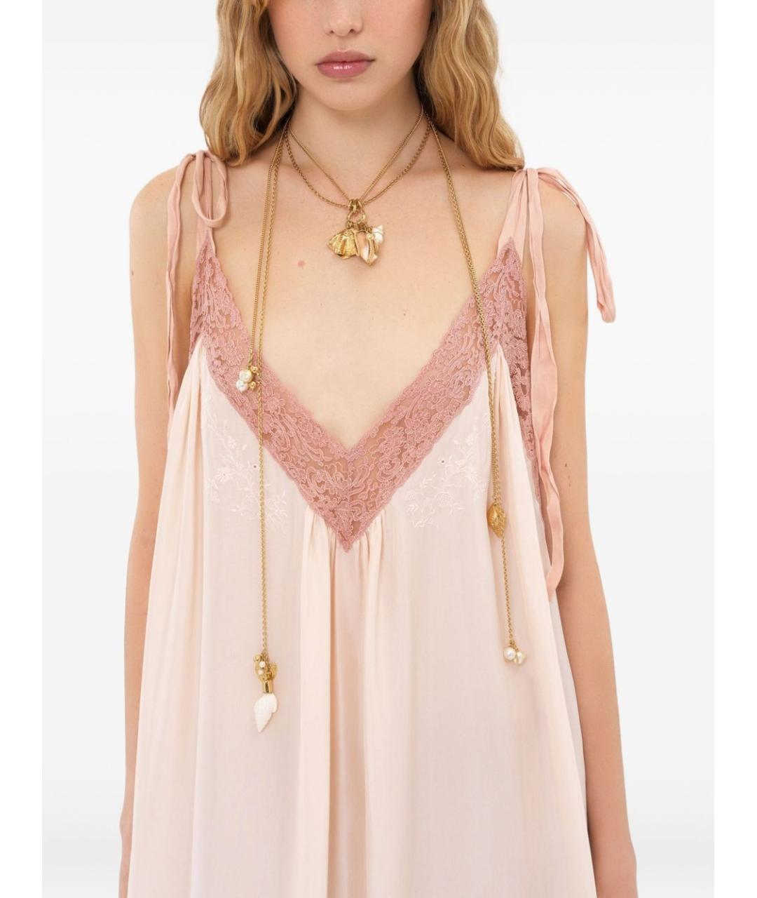 CHLOE Розовое шелковое повседневное платье, фото 4