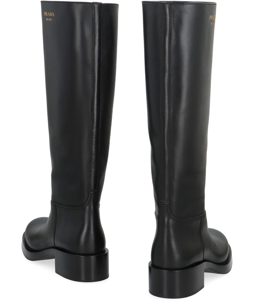 PRADA Черные кожаные сапоги, фото 4