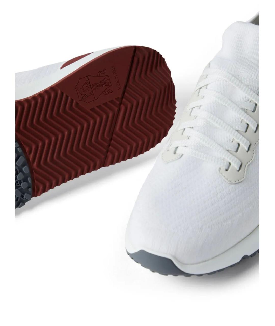 BRUNELLO CUCINELLI Белые текстильные низкие кроссовки / кеды, фото 4