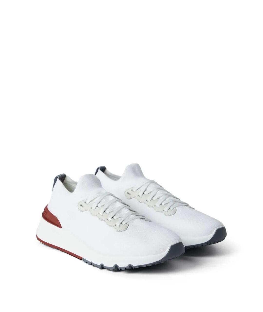 BRUNELLO CUCINELLI Белые текстильные низкие кроссовки / кеды, фото 2