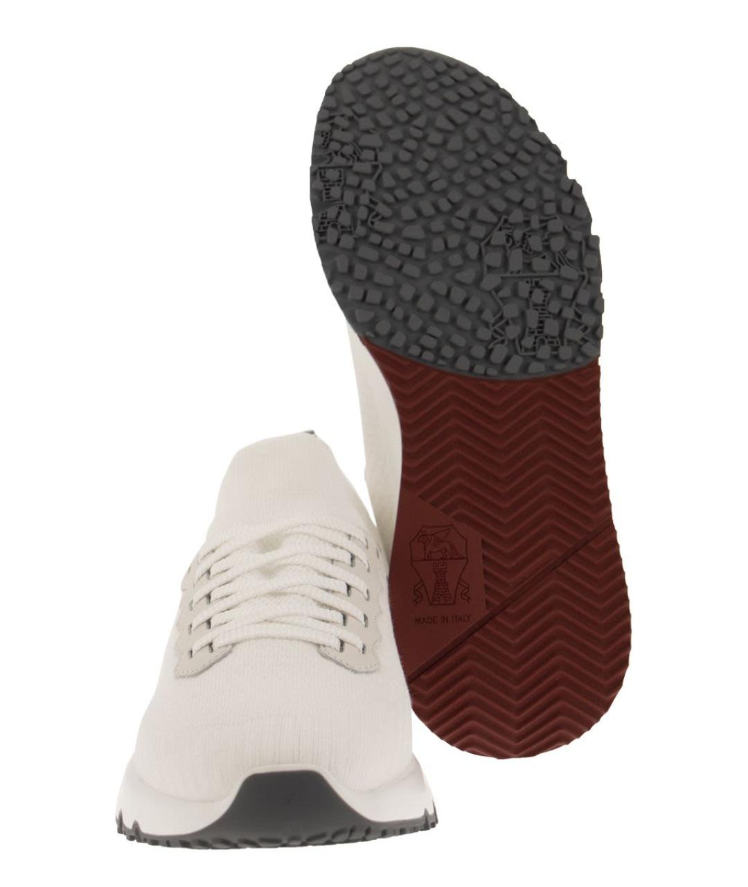 BRUNELLO CUCINELLI Белые текстильные низкие кроссовки / кеды, фото 5