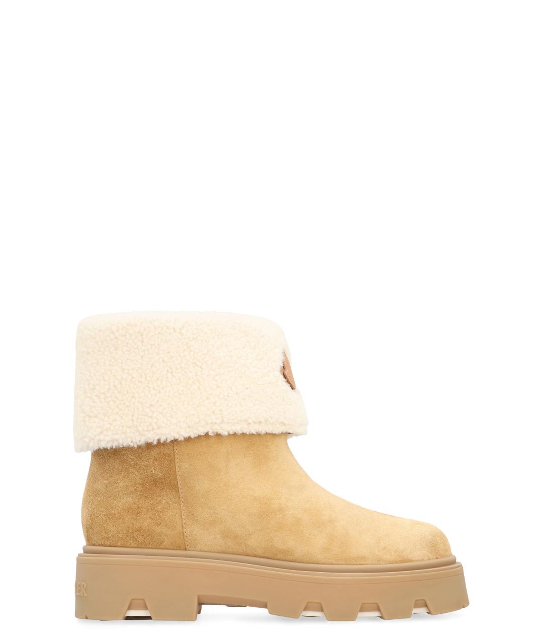 MONCLER Бежевые замшевые ботинки, фото 1