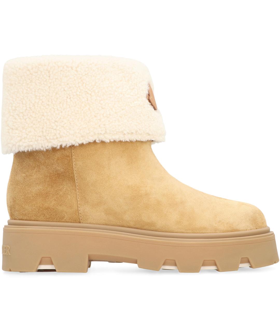 MONCLER Бежевые замшевые ботинки, фото 2