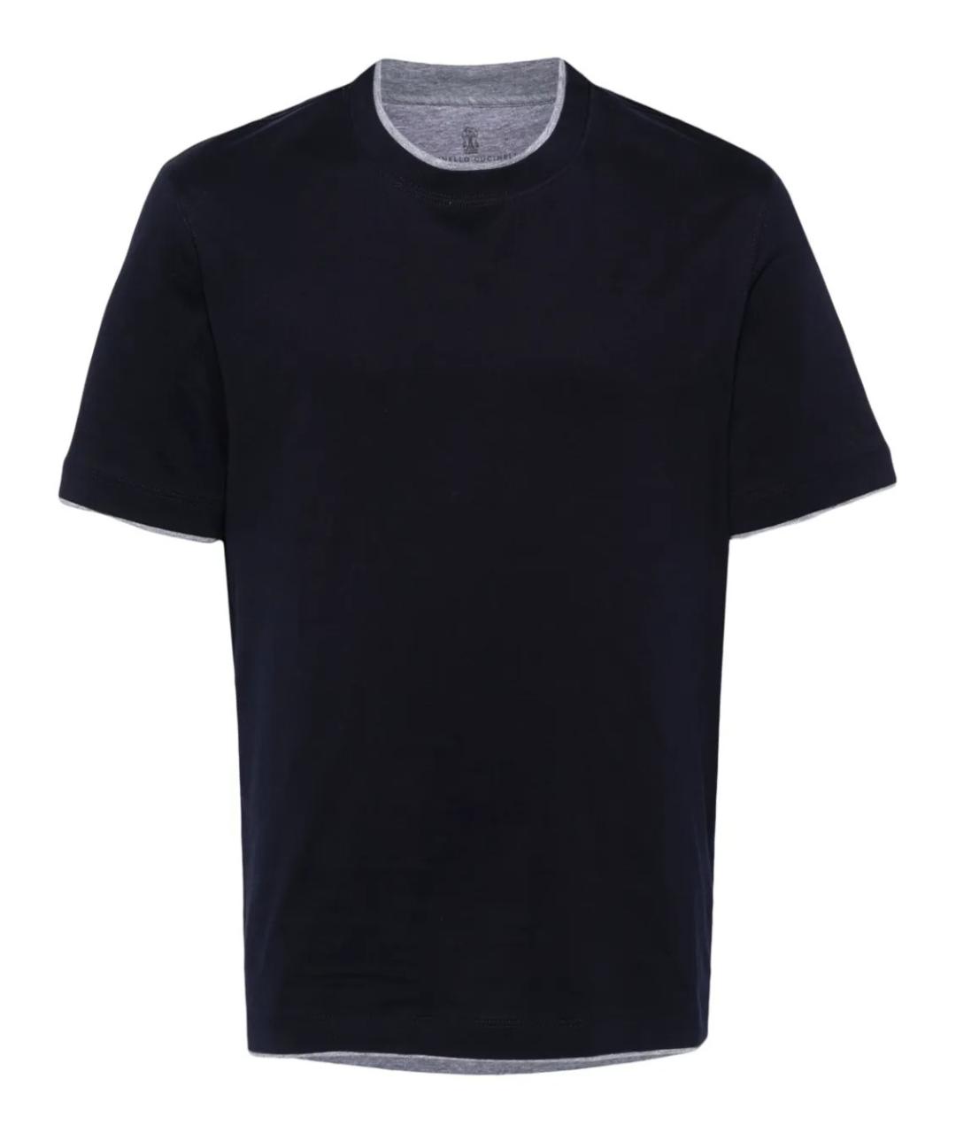 BRUNELLO CUCINELLI Синяя хлопковая футболка, фото 1