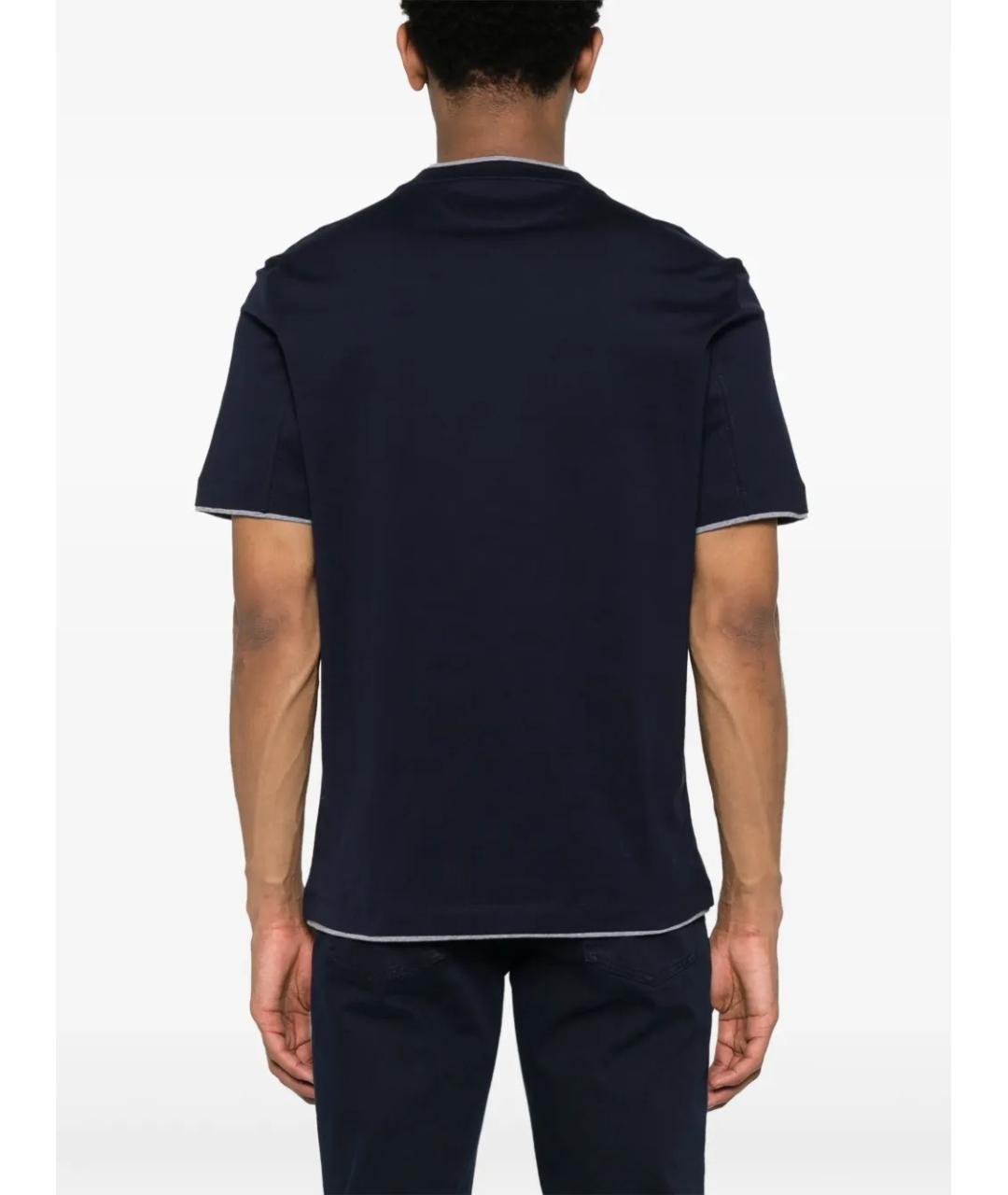 BRUNELLO CUCINELLI Синяя хлопковая футболка, фото 5